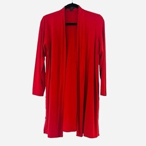 J. Jill Long Cardigan/Coat with Side Button Decor in Red in Petite S